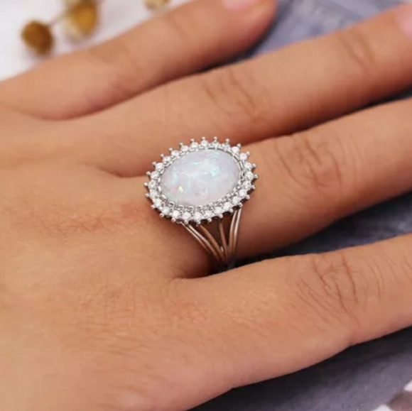 New Silver Fire Opal Ring - Picture 6 of 6